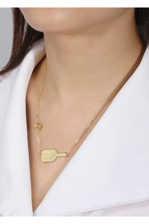 PickleBelle The Cross Court Pickleball Necklace in gold