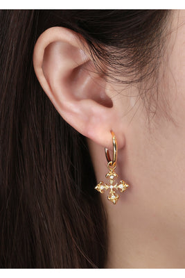 Saints & Saviors Crown Shield Huggie Earrings