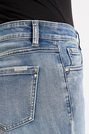 Joseph Ribkoff Mid Rise Distressed Jeans W/ Rhinestone Accents