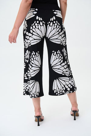 Joseph Ribkoff Black and White Butterfly Pattern Pants