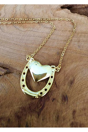 Lucky Horseshoe Captures My Heart Necklace in Gold