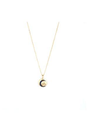 Marlyn Schiff Gold Plated Moon & Star Pendant Necklace