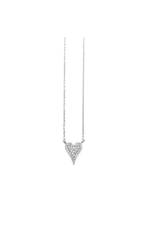 Marlyn Schiff Sterling Silver Pave Heart Necklace