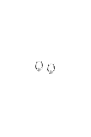Marlyn Schiff Sterling Silver Pave Ball Huggie Earrings