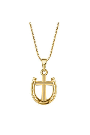 Dark Horse The Rider's Prayer Mini Cross Necklace in Gold and Silver