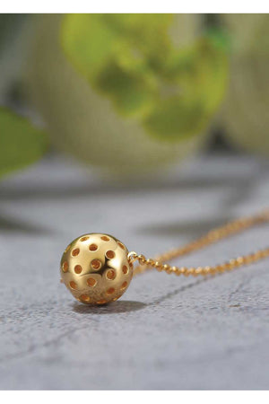 3D gold pickleball charm necklace for women