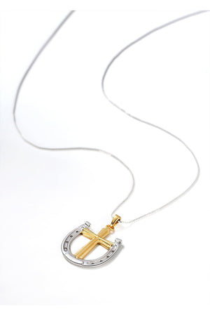 A Rider's Prayer Necklace in Sterling + Gold 