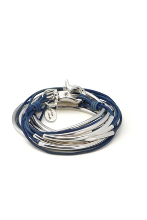 Lizzy James Classic Natural True Blue Wrap Bracelet w/Silver