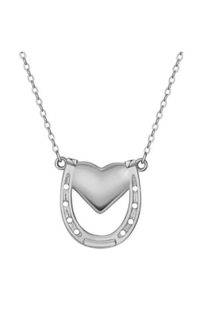 Dark Horse Horseshoe and Heart Pendant Necklace