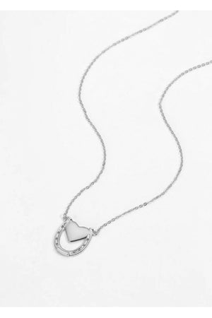 Dark Horse Horseshoe and Heart Pendant Necklace