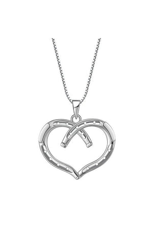 Wild at Heart Equestrian Horseshoe Necklace in Silver