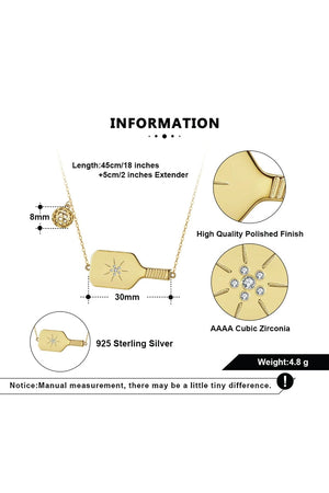 The Dinker pickleball necklace measurements
