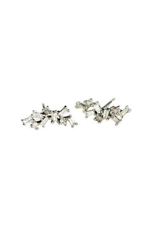 Gray Bloom Jewelry Baguette Diamond Crawler Stud Earrings