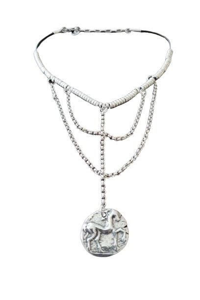 CXC N0034 Equestrian Necklace in Silver