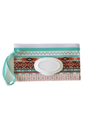 Wet Wipe Wristlet and Car Carry Pouch Aztec Print