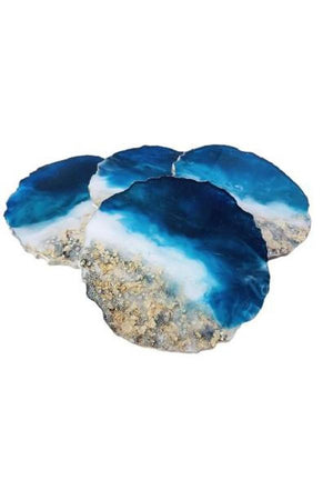 Midnight Blue A Custom Coaster Set With San Diego Beach Sand - Blue Beach