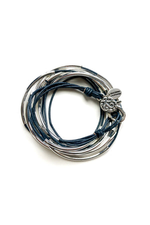 Lizzy James Classic Gloss Navy Wrap Bracelet w/Silver
