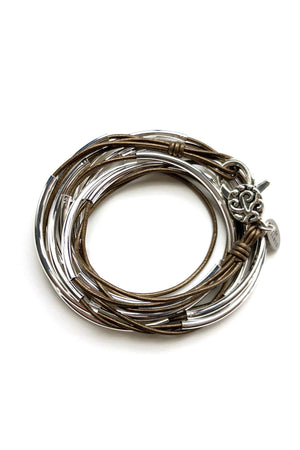 Lizzy James Classic Metallic Bronze Wrap Bracelet w/Silver