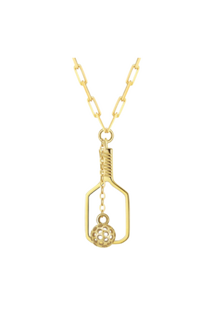 PickleBelle Mini Volley Pickleball Necklace Gold