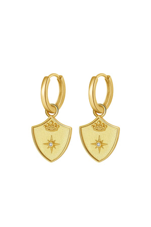 Saints & Saviors Crown Shield Huggie Earrings