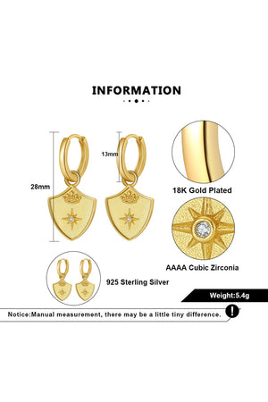 Saints & Saviors Crown Shield Huggie Earrings