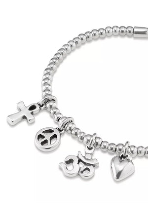 Uno De 50 "Beliefs" Silver Beaded Charm Bracelet