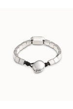 Uno de 50 Bracelet "Anaconda" Silver W/ Leather Square Band & White Crystal