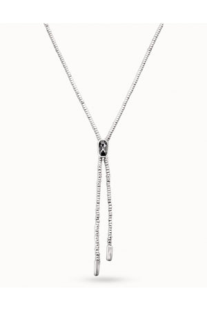 Uno de 50 Necklace "Cobra" Silver Beaded Chain W/ Gray Crystal