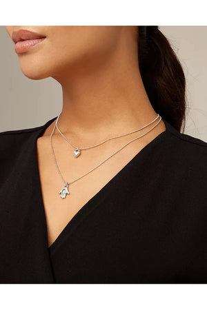 Uno de 50 "Values" Silver Double Strand Necklace W/ Turquoise