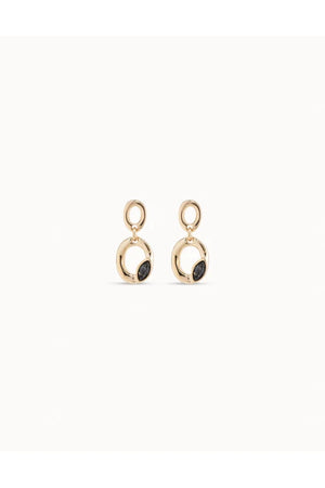 Uno de 50  "Together" Gold Drop Earrings W/ Gray Crystals