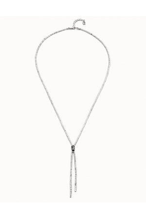 Uno de 50 Necklace "Cobra" Silver Beaded Chain W/ Gray Crystal
