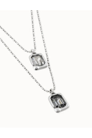 Uno de 50  "Marvellous" Silver Double Strand Necklace W/ Swarovski Crystals