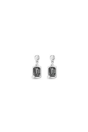 Uno de 50  "Marvellous" Silver Earrings W/ Gray Crystals