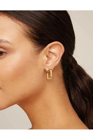 Uno de 50  "Unusual" Gold Open Rectangle Earrings