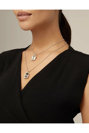 Uno de 50  "Marvellous" Silver Double Strand Necklace W/ Swarovski Crystals