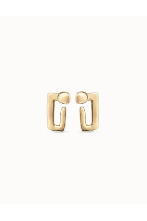 Uno de 50  "Unusual" Gold Open Rectangle Earrings