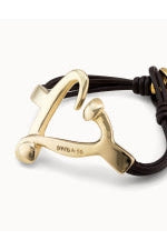 Uno De 50 "Love" Gold & Leather Bracelet