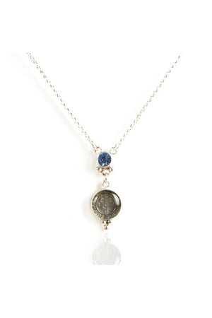 VSA Designs Allegra Necklace Silver Light Sapphire Blue Crystals