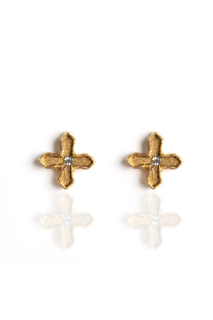 VSA Designs Peace Cross Post Earrings Gold